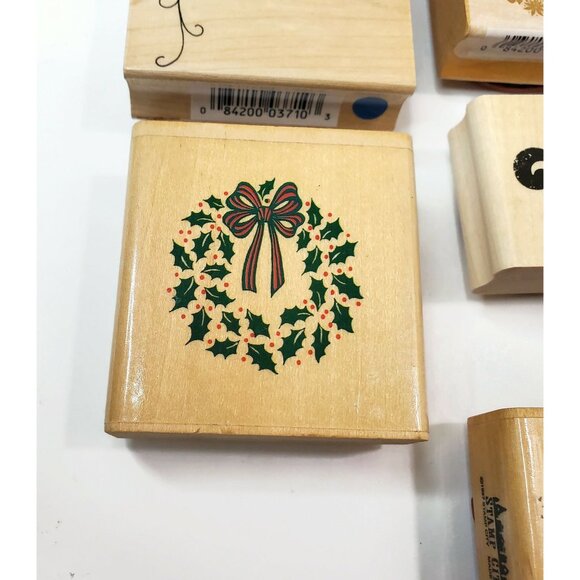 Rubber Stamps Fleur-de-lis Wreath Block Star Heart Butterfly Shell Lot of 20 - Picture 6 of 8